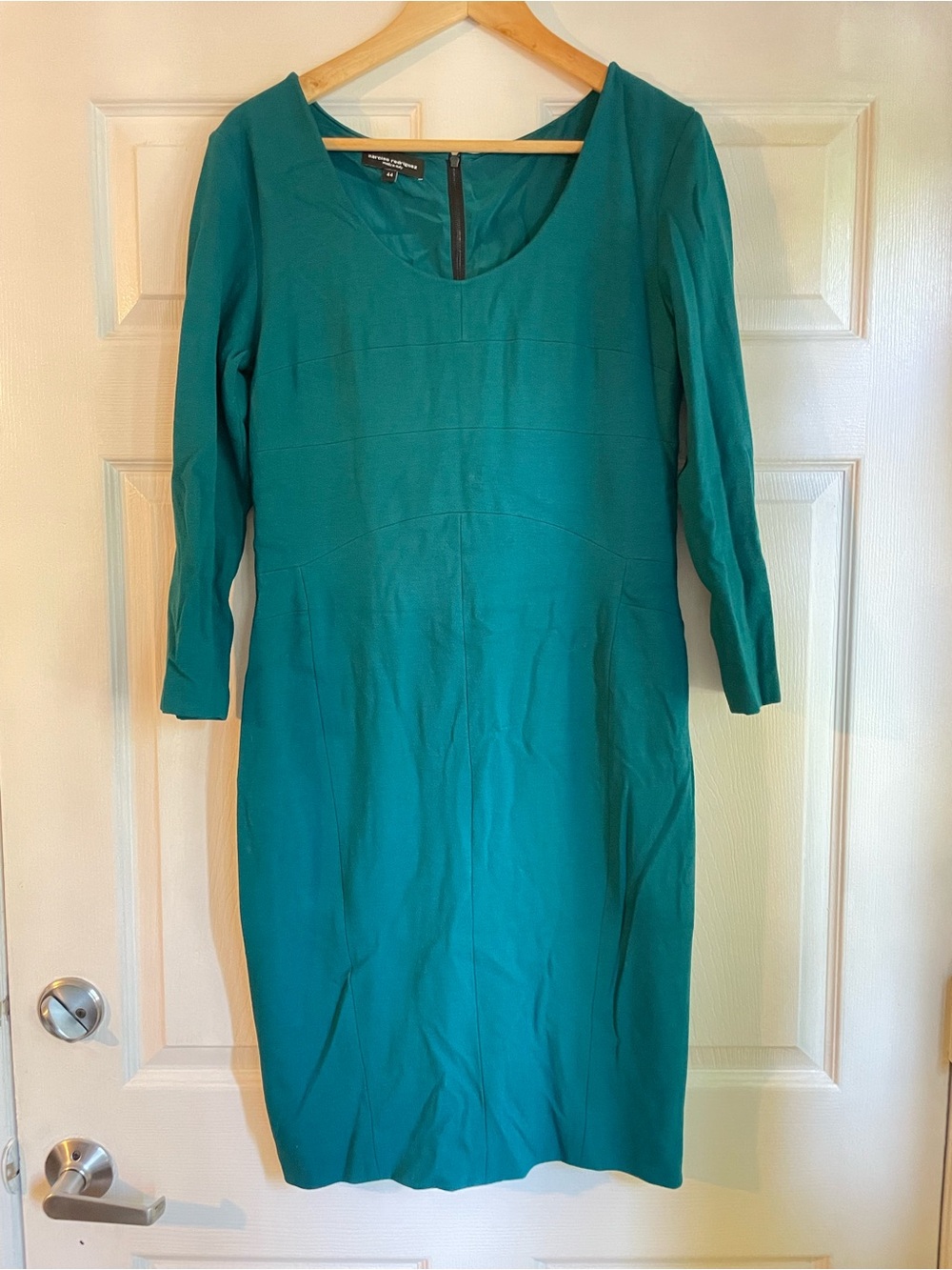 NARCISO RODRÍGUEZ Green Fitted Scoop-Neck Sheath Dress